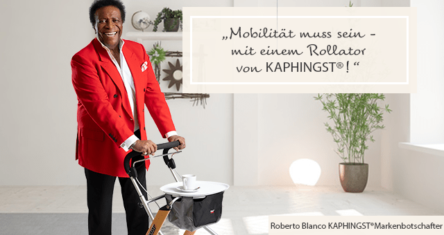 Roberto Blanco: Mobilität muss sein, mit einem Rollator von Kaphingst