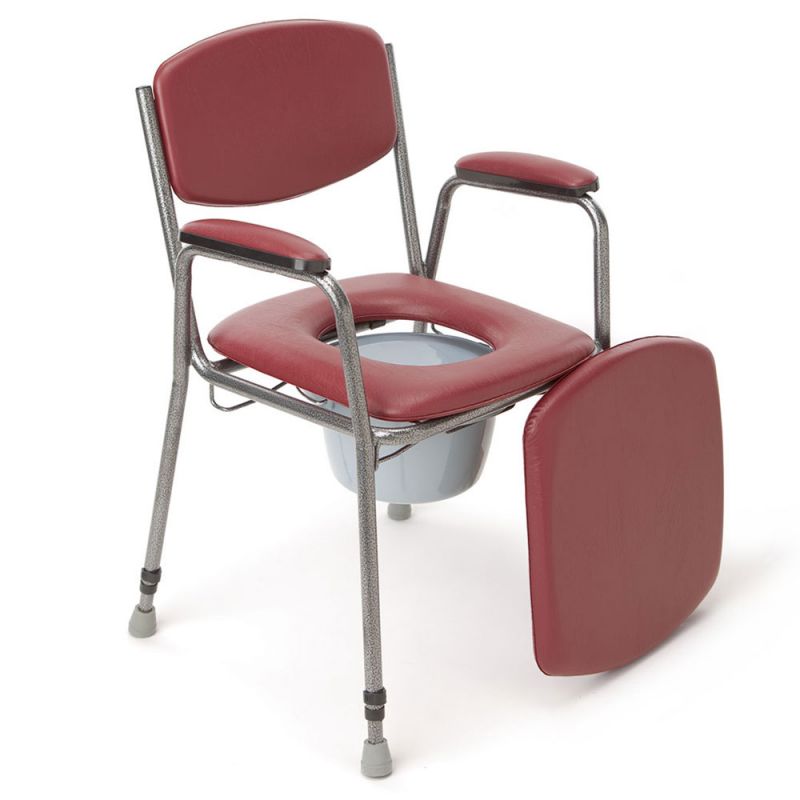 Russka Toilettenstuhl in Bordeaux-Rot, höhenverstellbar und mit Deckel