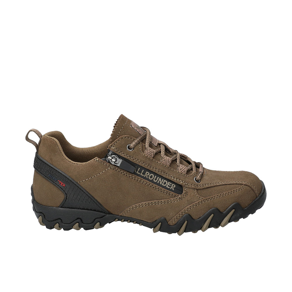 Allrounder Halbschuh Nizar-Tex in Oliv mit Schnürung und Reißverschluss