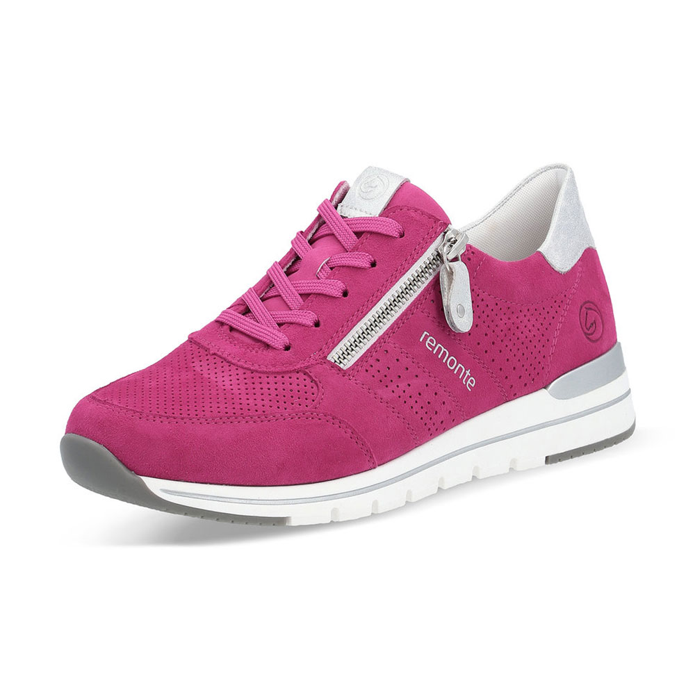 Remonte Damen Sneaker Pink schräg von vorne