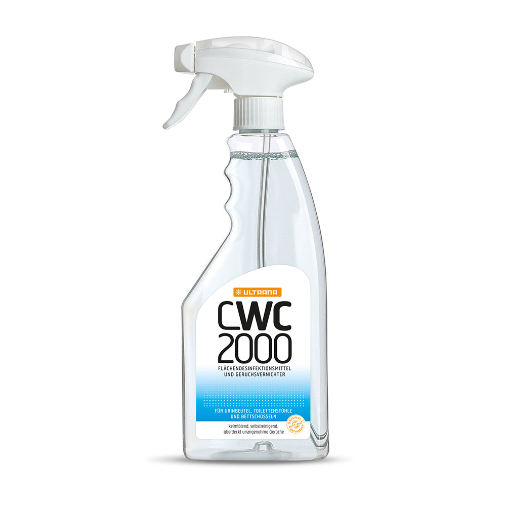 Zum Desinfizieren von Hilfsmitteln und Oberflächen:  Ultrana Desinfektionsmittel CWC 2000