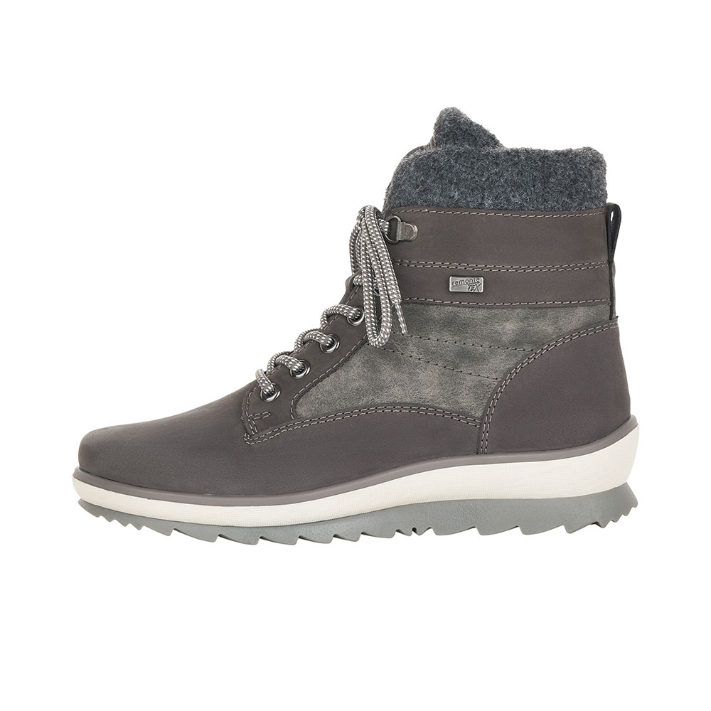 Remonte Schnürstiefel Grau seitlich