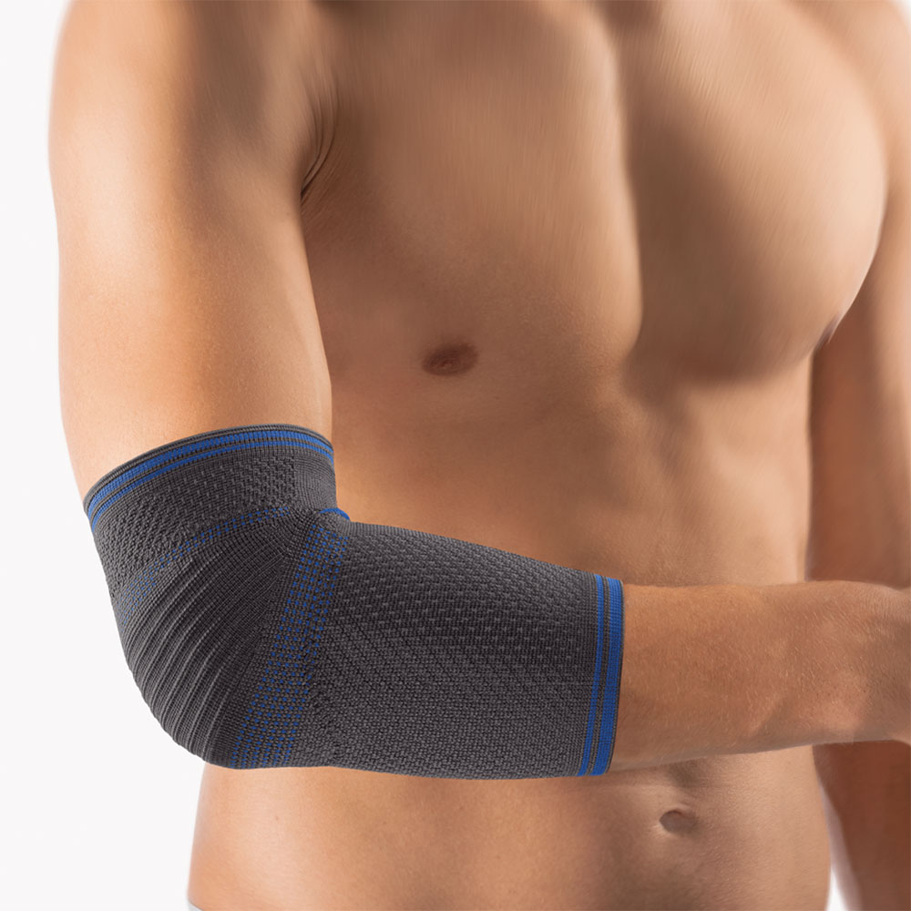 Bort Ellenbogenbandage Kubital dunkelblau getragen am Arm