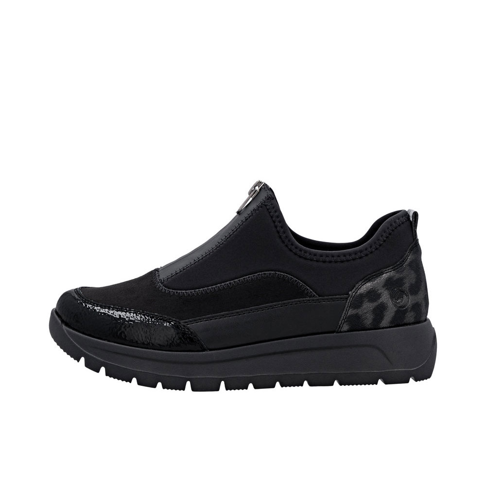Remonte Sneaker Schwarz Leo mit Reißverschluss