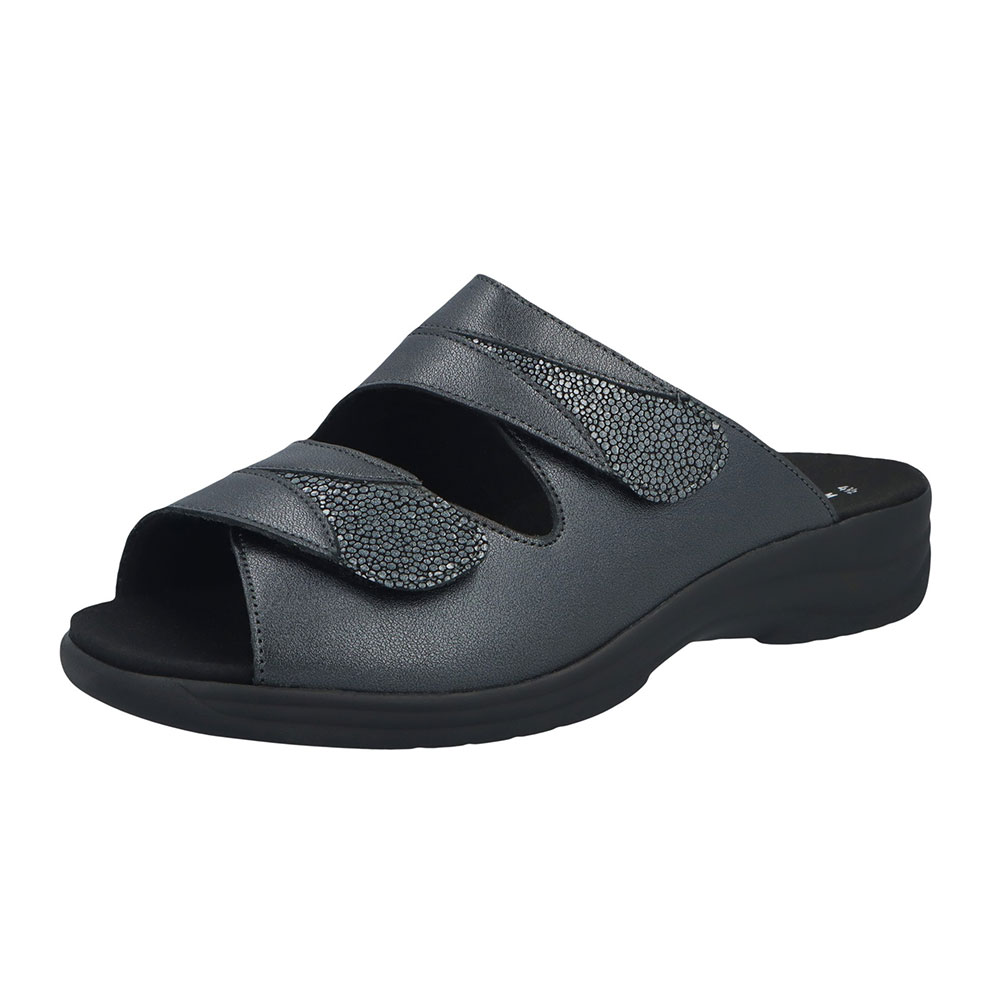 Solidus Pantolette Moni Anthrazit aus hochwertigem Glattleder. 