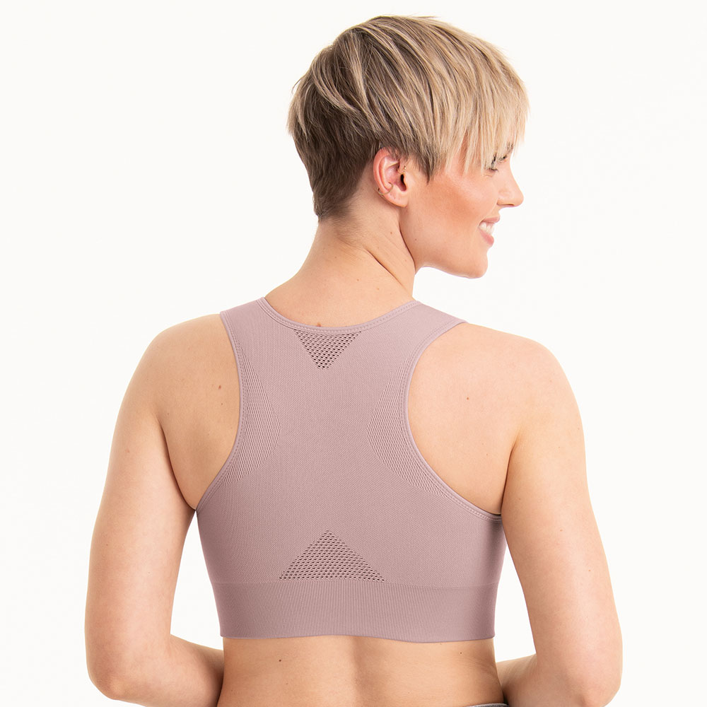 Anita care Kompressions-BH Almeria in Mauve getragen am Model Rückseite