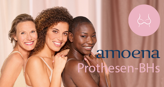 Das BH-Sortiment von Amoena bietet eine große Auswahl an Modellen und Farben mit eingearbeiteten Prothesen-Taschen.