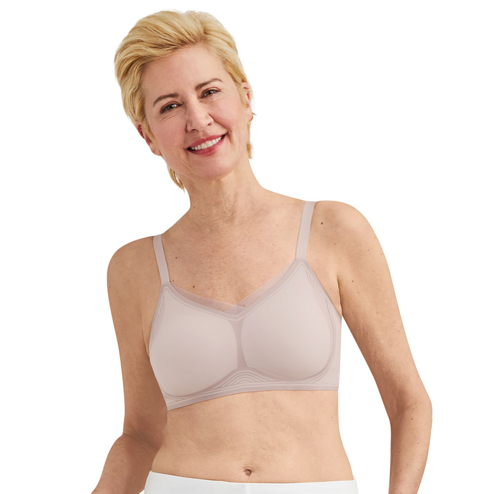 Amoena Prothesen-BH Wave Magic Grey Mauve getragen am Model