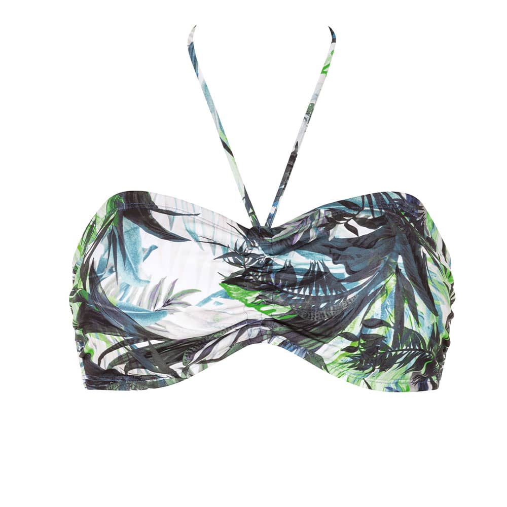 Amoena Modern Jungle Bikinitop blau grün Ansicht vorne mit Neckholder 2 Amoena Modern Jungle Bikinitop blau grün Ansicht vorne mit Neckholder 2
