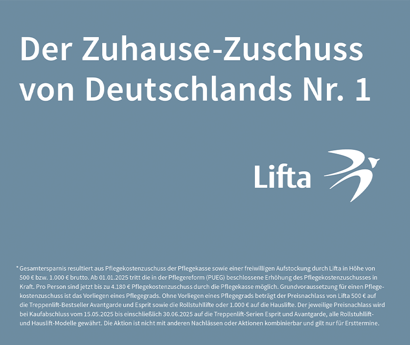 Nutzen Sie den Zuhause-Zuschuss von Lifta Der Zuhause-Zuschuss von Deutschlands Nr. 1 Lifta