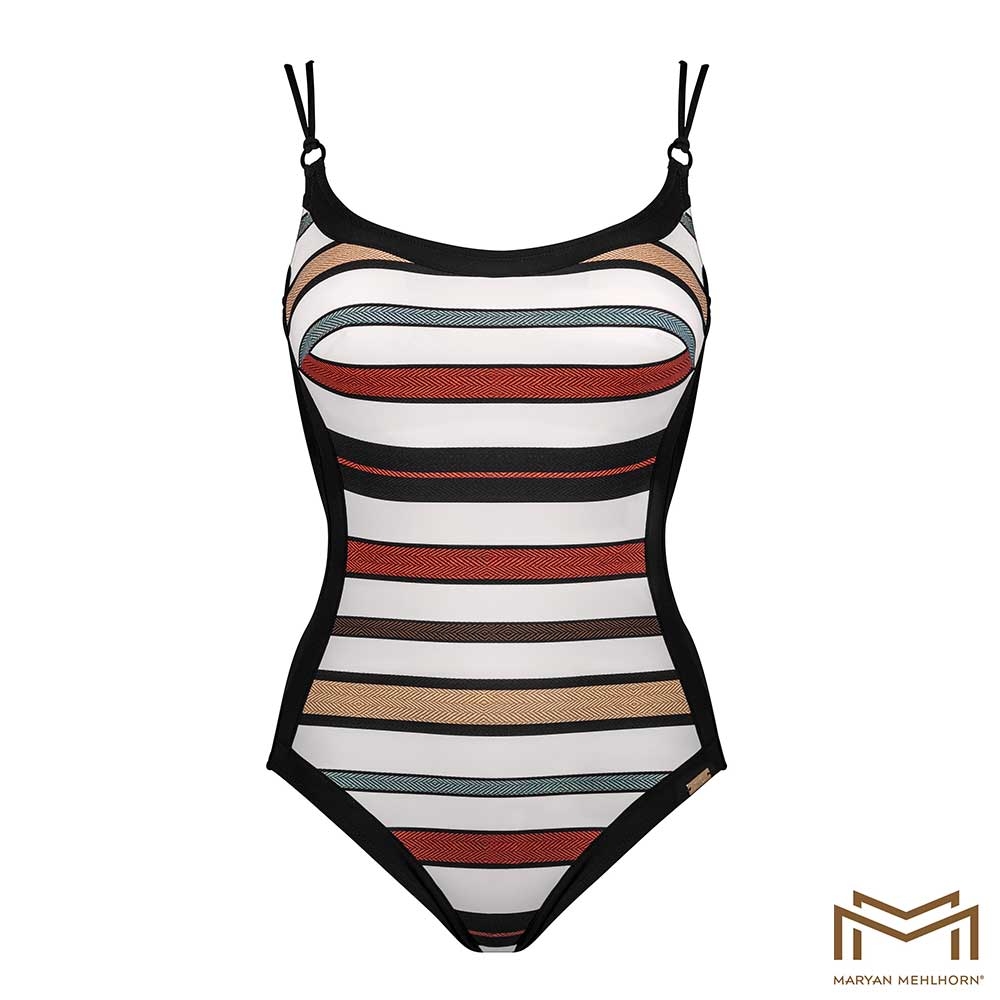 Maryan Mehlhorn Suit Bügel-Badeanzug mit tollem Streifendesign mit Fischgratmuster