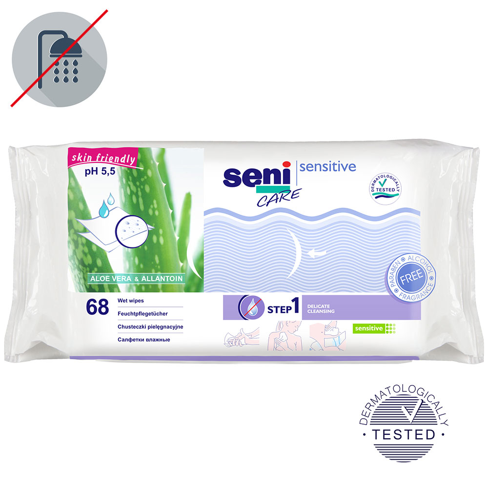 Seni Care Feuchtpflegetücher Sensitive für besonders empfindliche Haut, parabenfrei, ohne Alkohol, ohne Duftstoffe