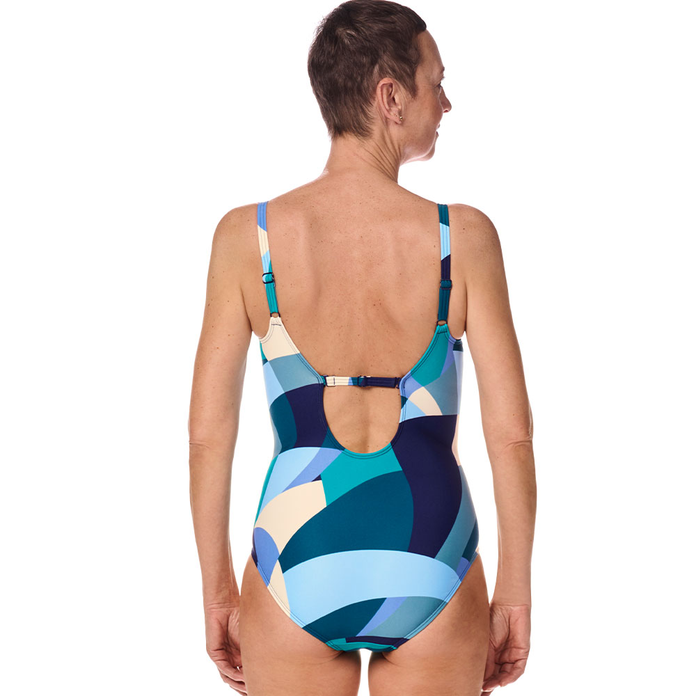 Amoena Badeanzug Lisbon OP in Jade/Multi - Model Rückseite Variante 2