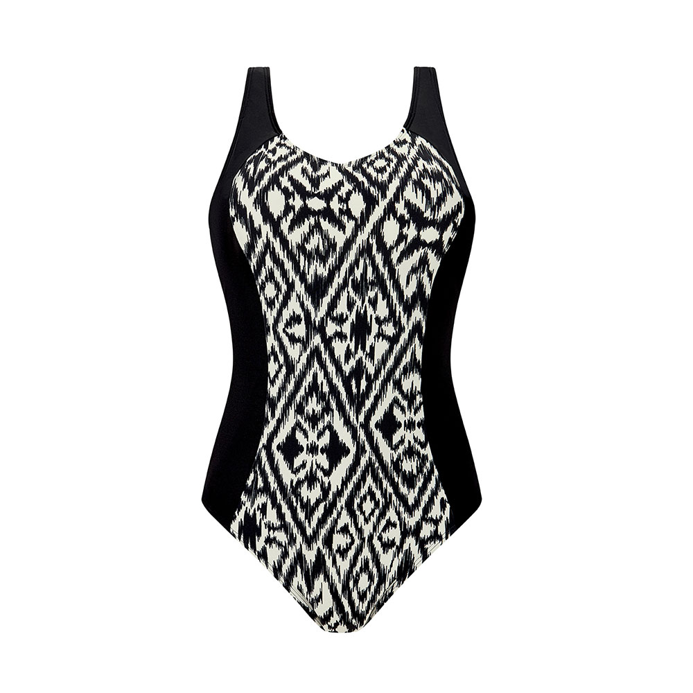 Amoena Badeanzzug Salta FB mit Ethno-Muster in schwarz-weiss