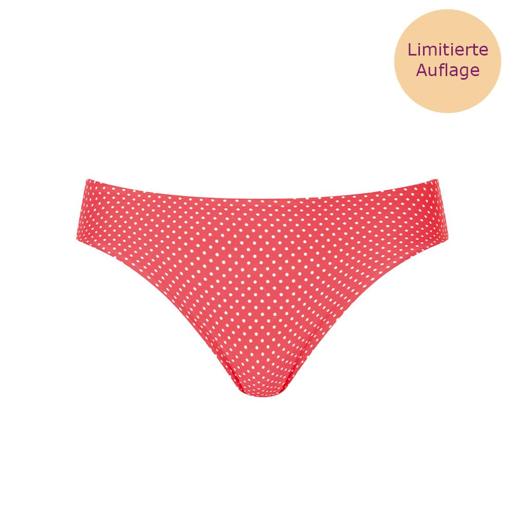 Amoena Romantic Downtown Bikinihose rot-gepunktet Ansicht vorne mit Logo