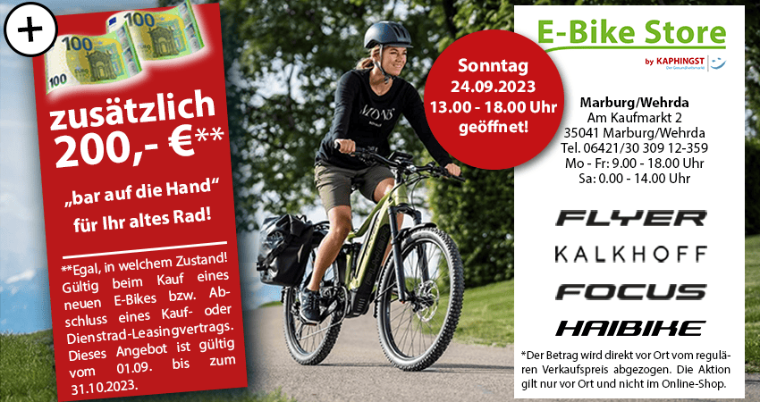 E-Bike Aktion: Zusätzlich 200€ für Ihr altes Rad.