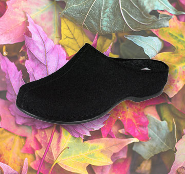 Bequemschuh Florina von Berkemann mit Blatthintergrund Bequemschuh Florina von Berkemann mit Blatthintergrund