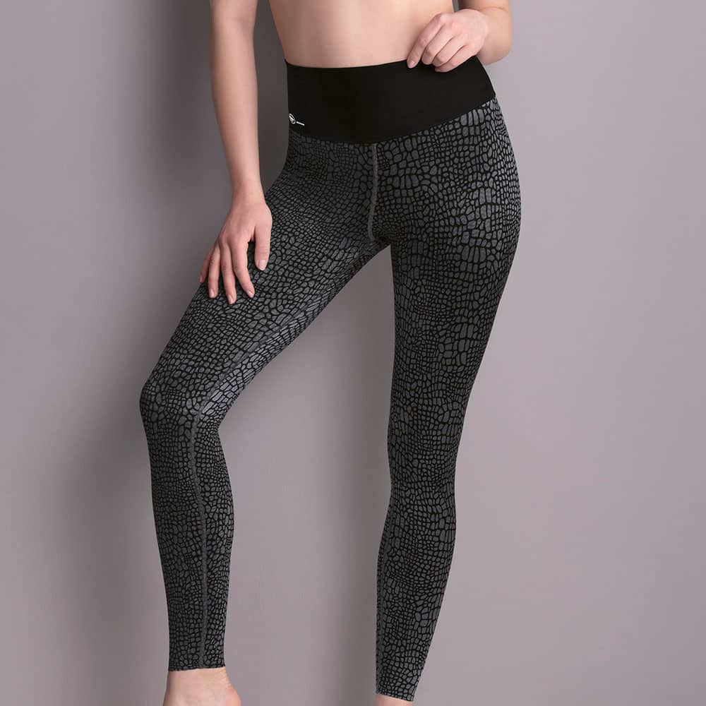 Anita active Sport Tights Massage Anthrazit mit Animal Print