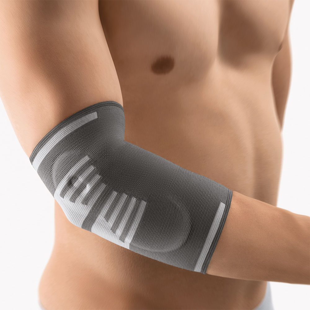 Bort Ellenbogenbandage activemed getragen am Arm dunkelgrau