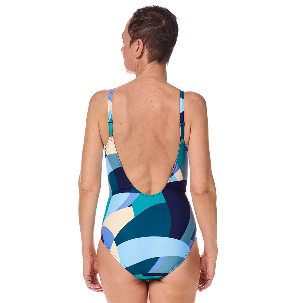 Amoena Badeanzug Lisbon OP in Jade/Multi - Model Rückseite