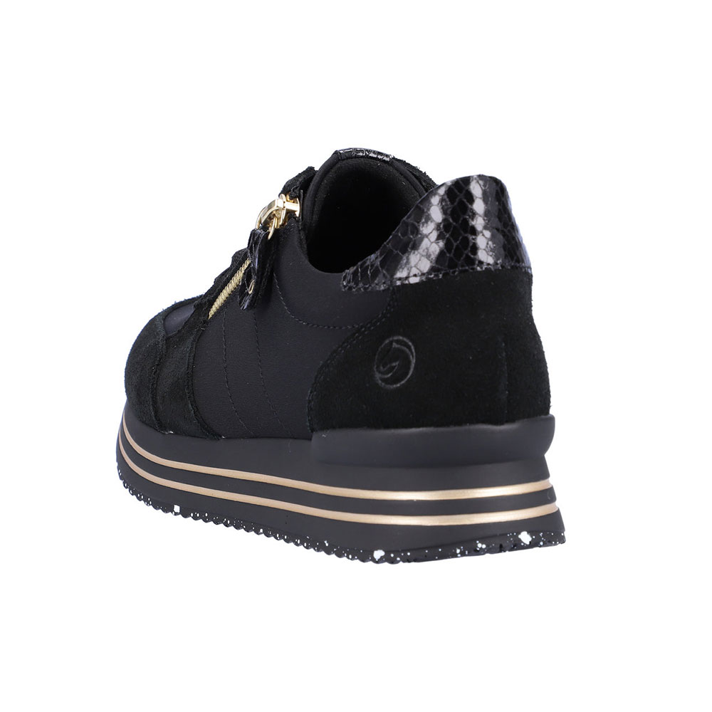 Remonte Sneaker Samira in Schwarz /Gold- Ferse