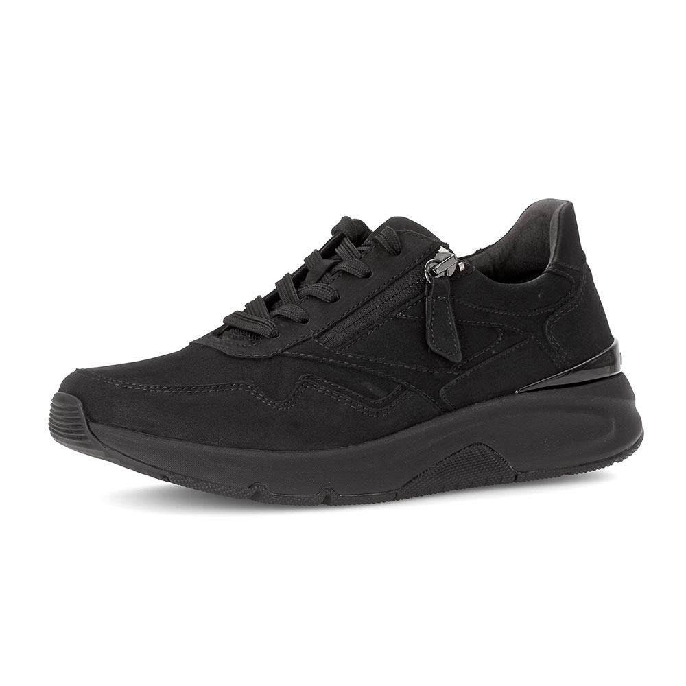 Gabor Rollingsoft Sneaker in Schwarz aus hochwertigem Rauleder. 