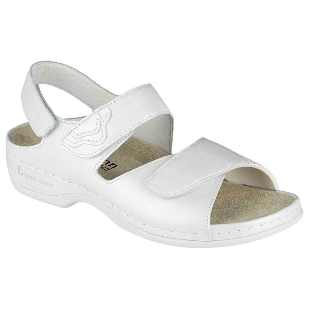 weiss| Berkemann Sandalen Rina Stretch in weiß mit silbrigem Perlglanzeffekt