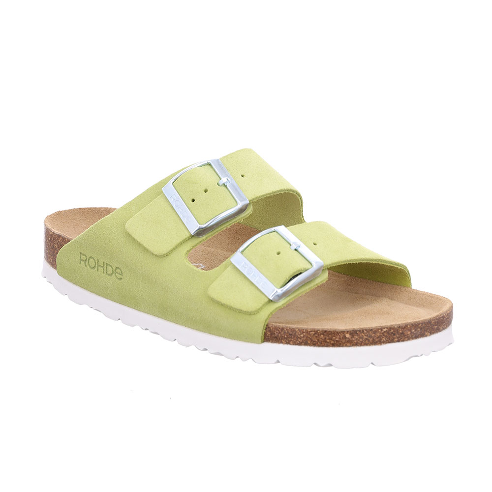 Rohde Damen Pantolette Alba mit zwei Riemen Kiwi Rohde Damen Pantolette Alba mit zwei Riemen Kiwi schräg von vorne