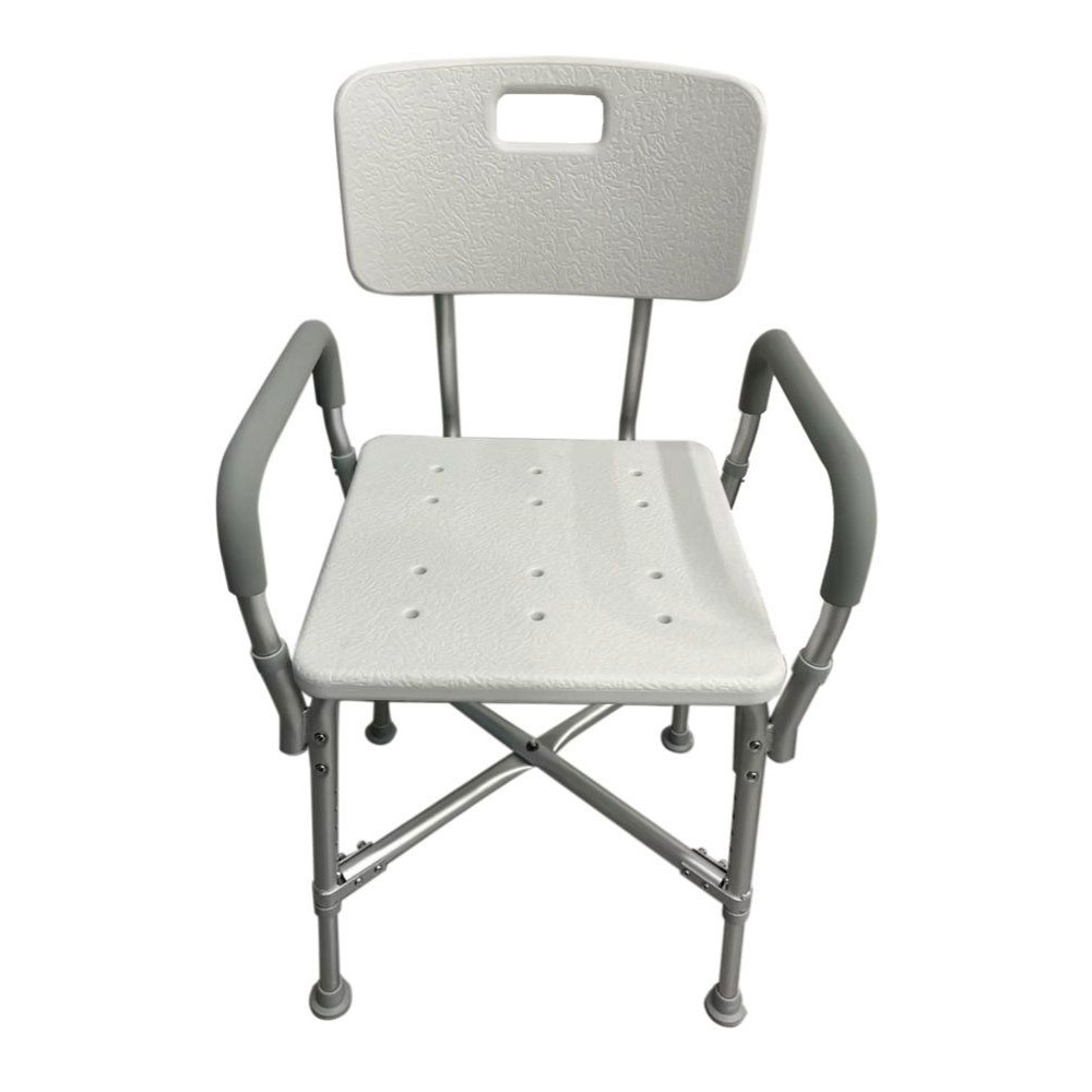 Russka Duschstuhl in weiß mit Rücken- und Armlehnen bis 225 kg