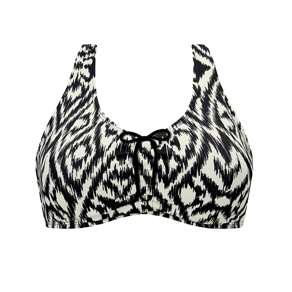 Amoena Bikinitop Salta  in schwarz-weiss mit Ethno-Muster gekreuzte Träger