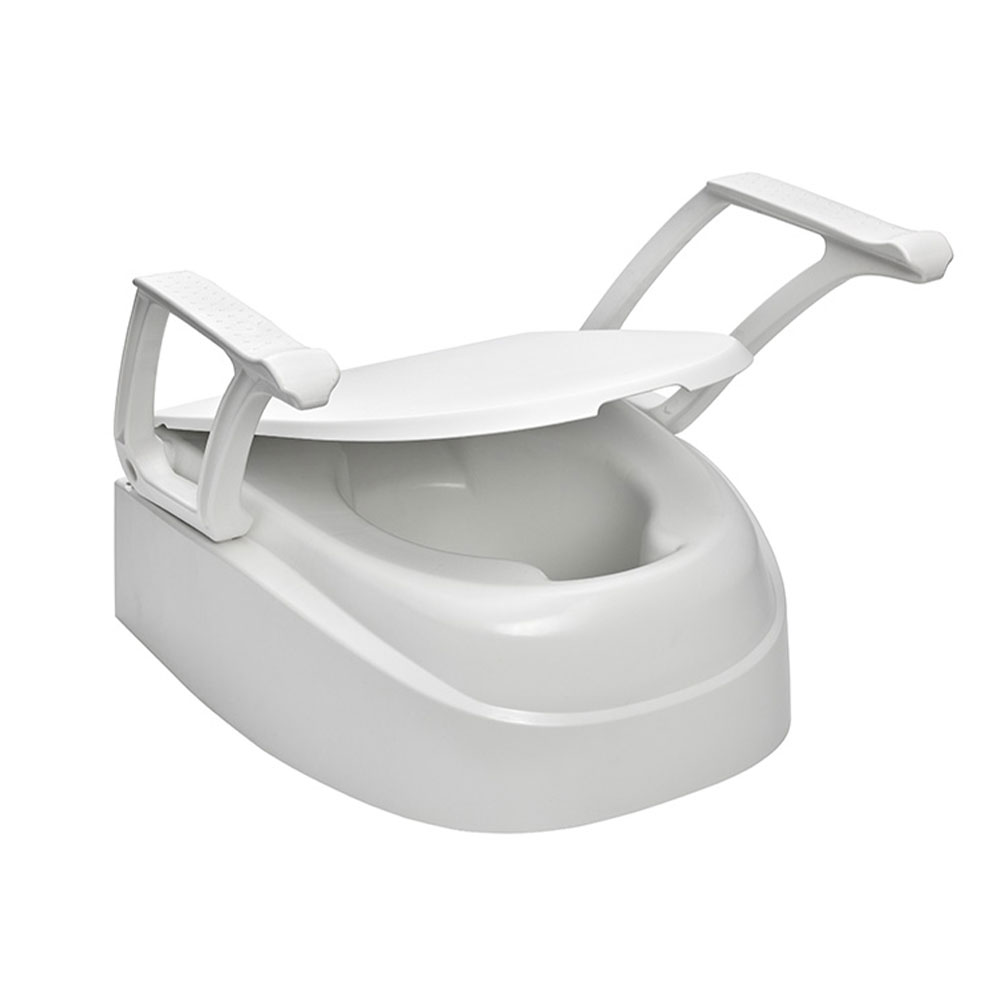 Russka Toilettensitzerhöhung QuickTop mit Armlehnen - geöffneter Deckel