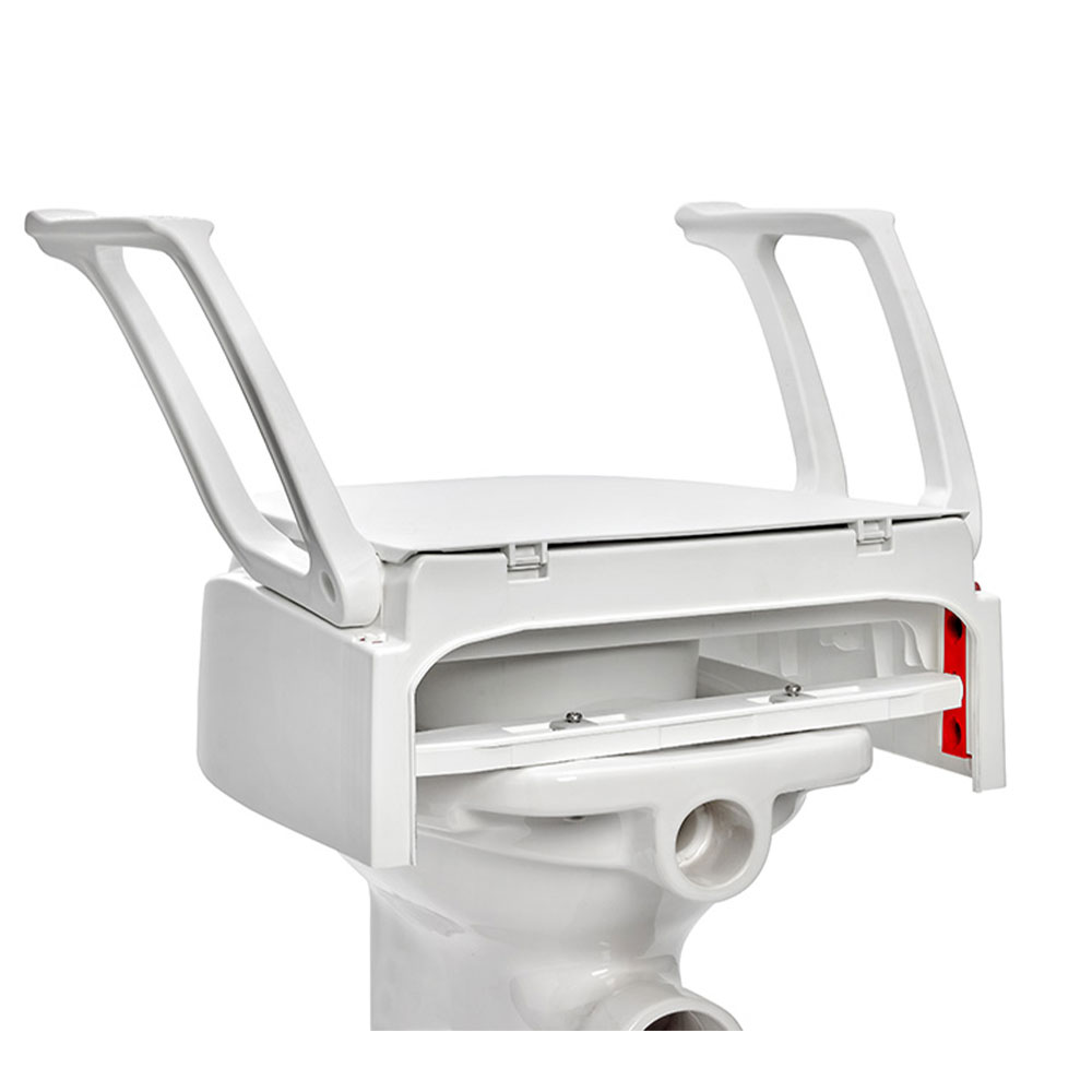 Russka Toilettensitzerhöhung QuickTop mit Armlehnen - Rückansicht